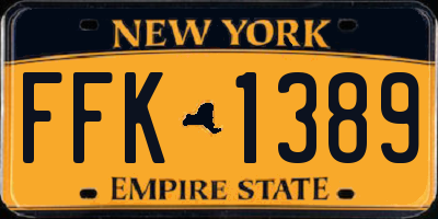 NY license plate FFK1389