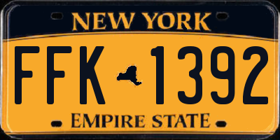 NY license plate FFK1392