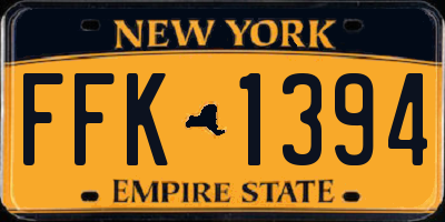 NY license plate FFK1394