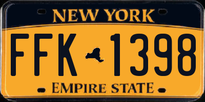 NY license plate FFK1398