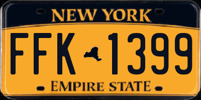 NY license plate FFK1399