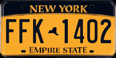 NY license plate FFK1402