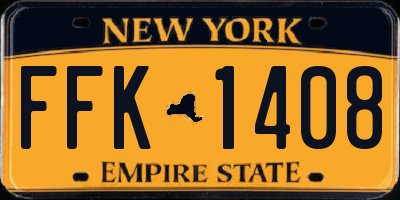 NY license plate FFK1408