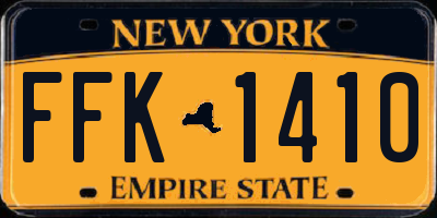 NY license plate FFK1410