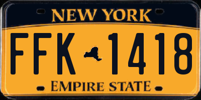 NY license plate FFK1418