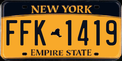 NY license plate FFK1419