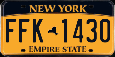 NY license plate FFK1430