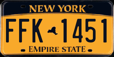 NY license plate FFK1451