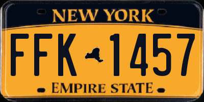 NY license plate FFK1457