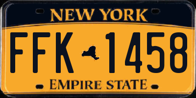 NY license plate FFK1458