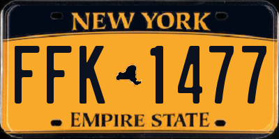 NY license plate FFK1477