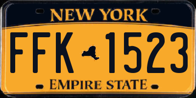 NY license plate FFK1523