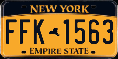 NY license plate FFK1563
