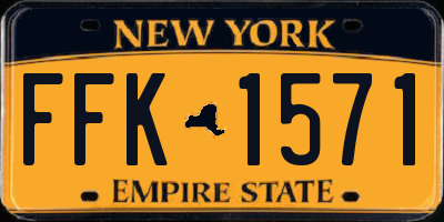 NY license plate FFK1571