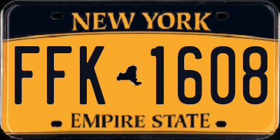 NY license plate FFK1608