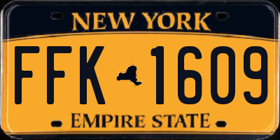 NY license plate FFK1609