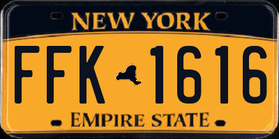 NY license plate FFK1616
