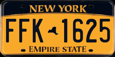NY license plate FFK1625