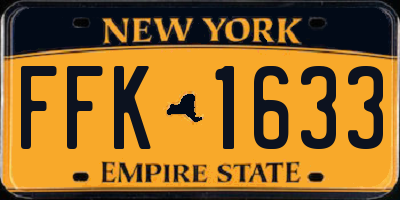 NY license plate FFK1633