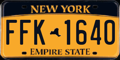 NY license plate FFK1640