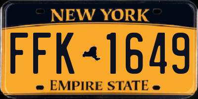 NY license plate FFK1649