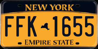 NY license plate FFK1655