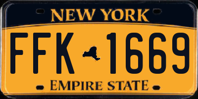 NY license plate FFK1669