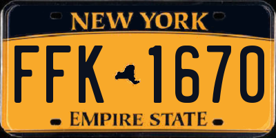 NY license plate FFK1670