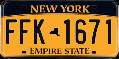 NY license plate FFK1671
