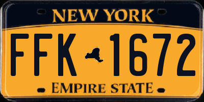 NY license plate FFK1672