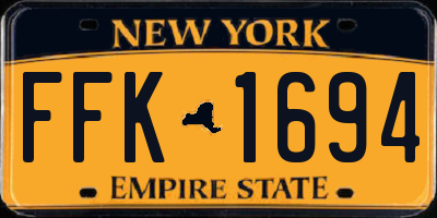 NY license plate FFK1694