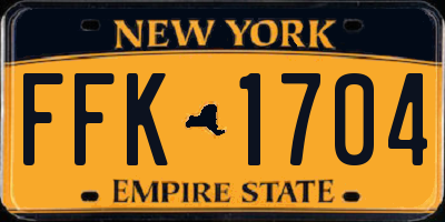 NY license plate FFK1704
