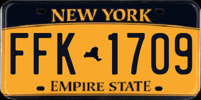 NY license plate FFK1709