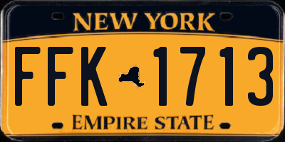 NY license plate FFK1713