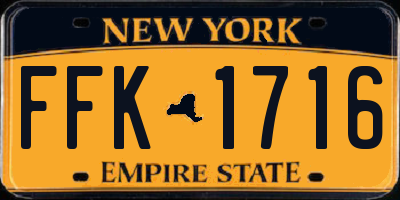 NY license plate FFK1716