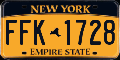 NY license plate FFK1728