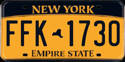 NY license plate FFK1730