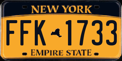 NY license plate FFK1733