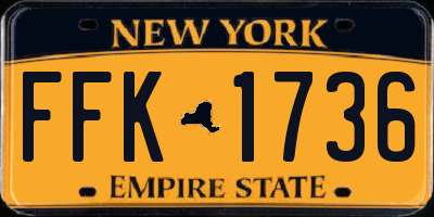 NY license plate FFK1736