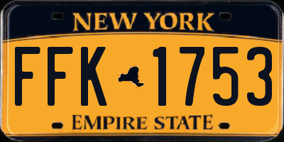 NY license plate FFK1753