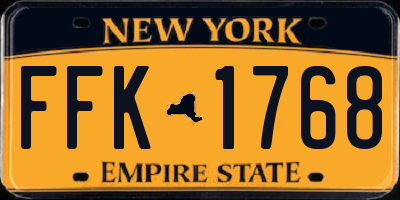 NY license plate FFK1768