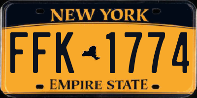 NY license plate FFK1774
