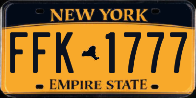 NY license plate FFK1777