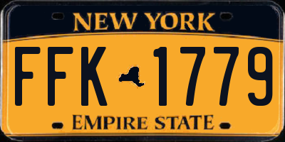 NY license plate FFK1779