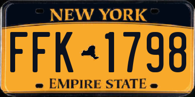 NY license plate FFK1798