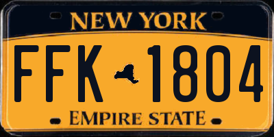 NY license plate FFK1804
