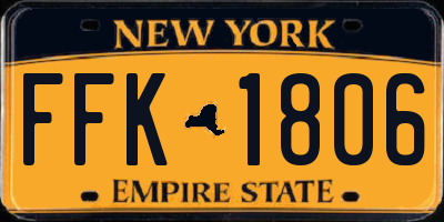 NY license plate FFK1806