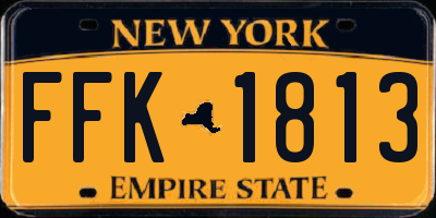 NY license plate FFK1813