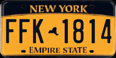 NY license plate FFK1814