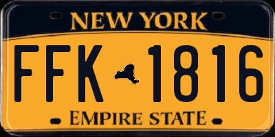 NY license plate FFK1816